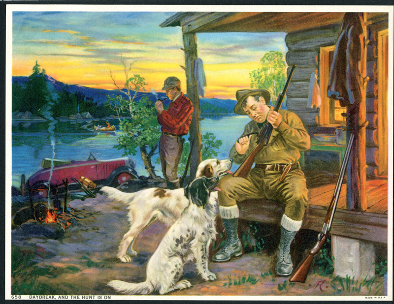 Vintage Moose/Elk/Deer hunting prints (1930s1940s) bear hunting, deer